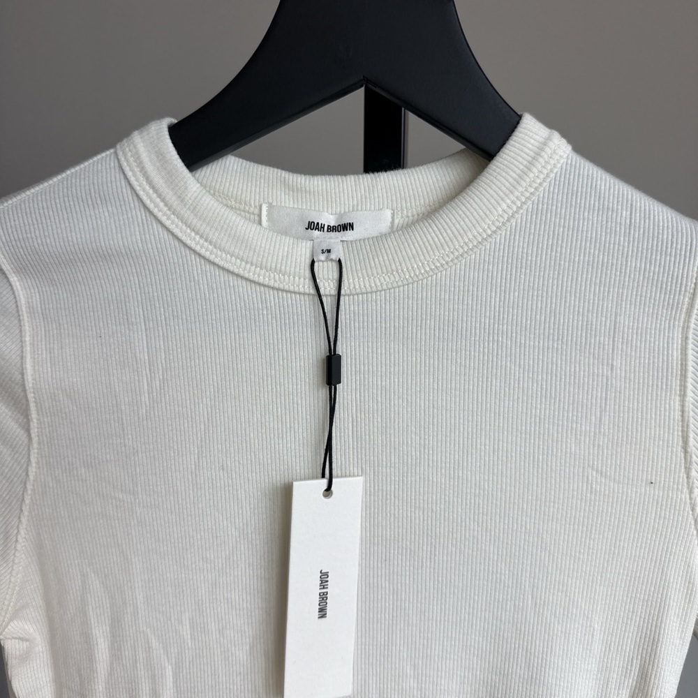 Joah Brown cream ribbed long sleeve S/M - Picture 2 of 3